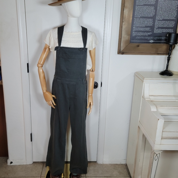 Aerie Grey Wide-Leg Jumpsuit Overalls Size Medium New With...